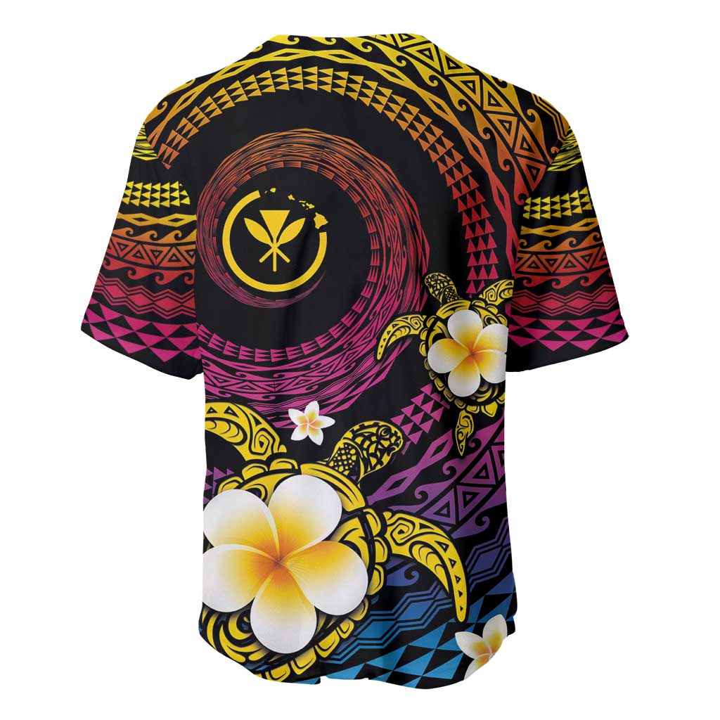 Hawaiian Plumeria Turtle Tribal Spiral Polynesian Tattoo Baseball Jersey Fanciful Color LT03 - Polynesian Pride