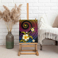 Hawaiian Plumeria Turtle Tribal Spiral Polynesian Tattoo Canvas Wall Art Fanciful Color