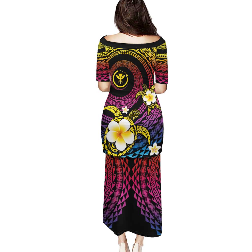 Hawaiian Plumeria Turtle Tribal Spiral Polynesian Tattoo Puletasi Fanciful Color