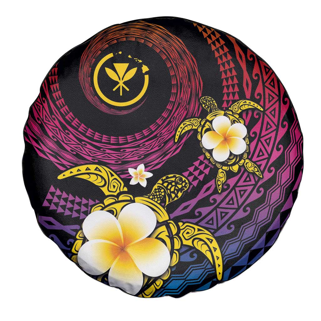 Hawaiian Plumeria Turtle Tribal Spiral Polynesian Tattoo Spare Tire Cover Fanciful Color