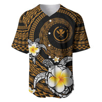 Hawaiian Plumeria Turtle Tribal Spiral Polynesian Tattoo Baseball Jersey Gold Color LT03 Gold - Polynesian Pride