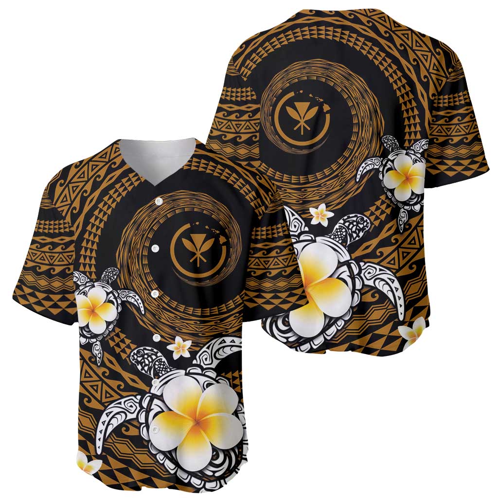 Hawaiian Plumeria Turtle Tribal Spiral Polynesian Tattoo Baseball Jersey Gold Color LT03 - Polynesian Pride