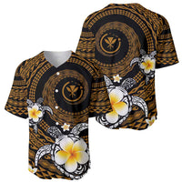 Hawaiian Plumeria Turtle Tribal Spiral Polynesian Tattoo Baseball Jersey Gold Color LT03 - Polynesian Pride