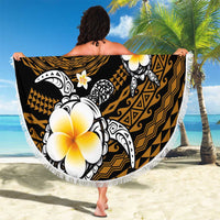 Hawaiian Plumeria Turtle Tribal Spiral Polynesian Tattoo Beach Blanket Gold Color