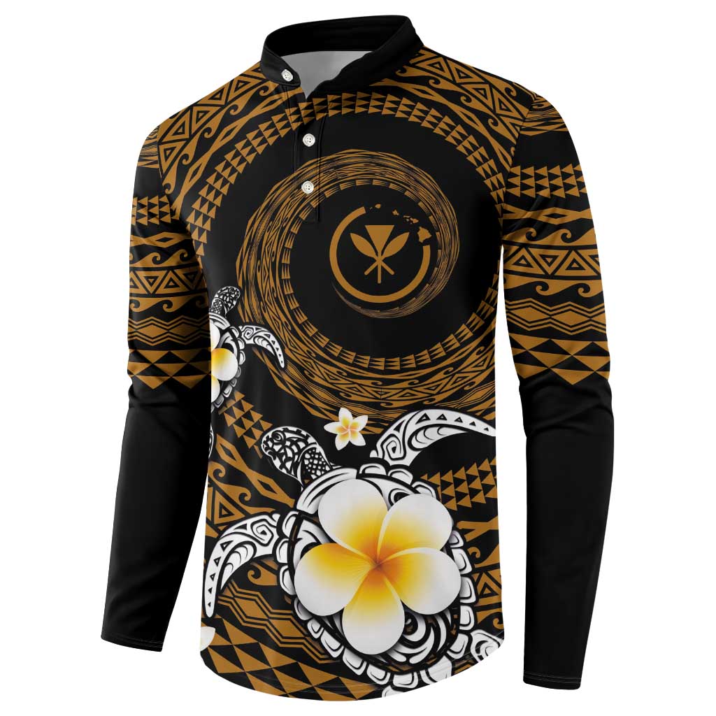 Hawaiian Plumeria Turtle Tribal Spiral Polynesian Tattoo Button Sweatshirt Gold Color
