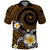 Hawaiian Plumeria Turtle Tribal Spiral Polynesian Tattoo Polo Shirt Gold Color