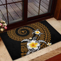 Hawaiian Plumeria Turtle Tribal Spiral Polynesian Tattoo Rubber Doormat Gold Color LT03 - Polynesian Pride