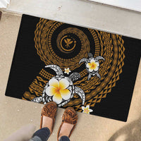 Hawaiian Plumeria Turtle Tribal Spiral Polynesian Tattoo Rubber Doormat Gold Color LT03 - Polynesian Pride
