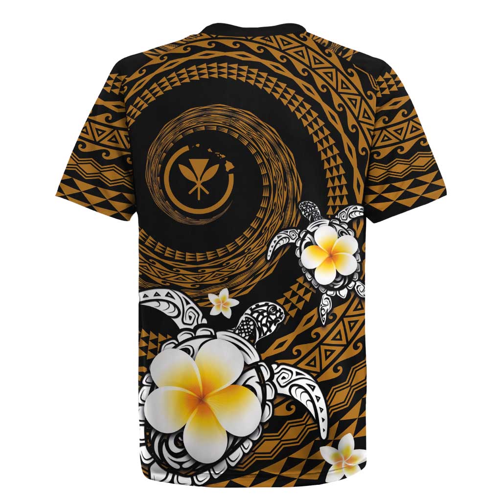 Hawaiian Plumeria Turtle Tribal Spiral Polynesian Tattoo Rugby Jersey Gold Color