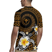 Hawaiian Plumeria Turtle Tribal Spiral Polynesian Tattoo Rugby Jersey Gold Color