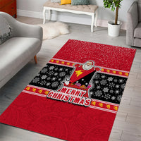 Papua New Guinea Christmas Area Rug Santa With Flag Of PNG Polynesian Tribal Xmas Vibe LT03 - Polynesian Pride