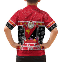 Papua New Guinea Christmas Family Matching Long Sleeve Bodycon Dress and Hawaiian Shirt Santa With Flag Of PNG Polynesian Tribal Xmas Vibe LT03 - Polynesian Pride