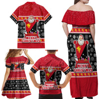 Papua New Guinea Christmas Family Matching Off Shoulder Maxi Dress and Hawaiian Shirt Santa With Flag Of PNG Polynesian Tribal Xmas Vibe LT03 - Polynesian Pride