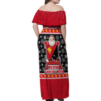 Papua New Guinea Christmas Family Matching Off Shoulder Maxi Dress and Hawaiian Shirt Santa With Flag Of PNG Polynesian Tribal Xmas Vibe LT03 - Polynesian Pride