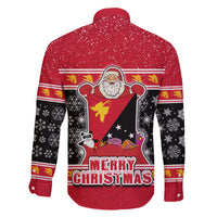 Papua New Guinea Christmas Family Matching Tank Maxi Dress and Hawaiian Shirt Santa With Flag Of PNG Polynesian Tribal Xmas Vibe LT03 - Polynesian Pride