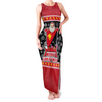 Papua New Guinea Christmas Family Matching Tank Maxi Dress and Hawaiian Shirt Santa With Flag Of PNG Polynesian Tribal Xmas Vibe LT03 Mom's Dress Red - Polynesian Pride