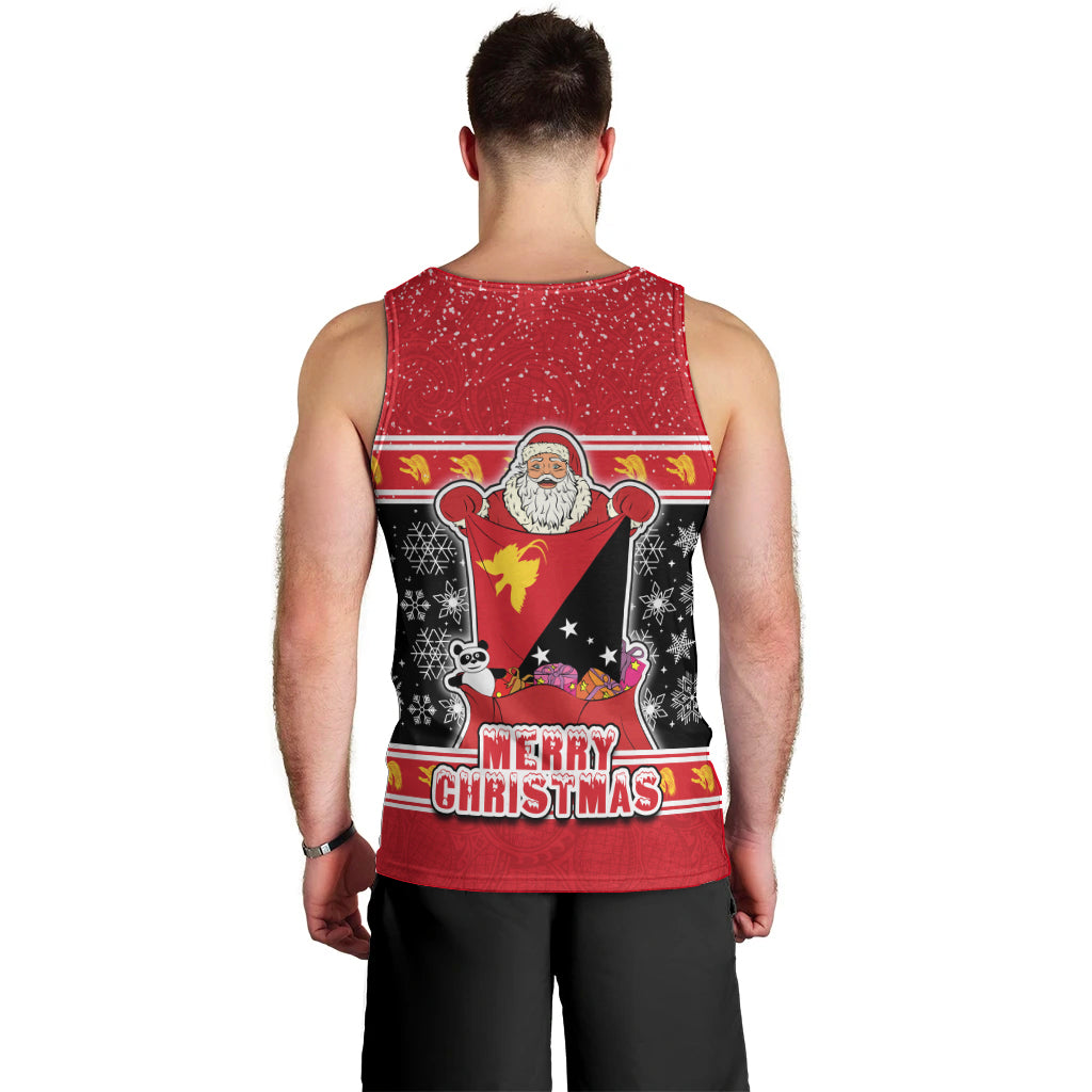 Papua New Guinea Christmas Men Tank Top Santa With Flag Of PNG Polynesian Tribal Xmas Vibe LT03 - Polynesian Pride