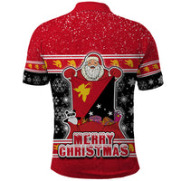 Papua New Guinea Christmas Polo Shirt Santa With Flag Of PNG Polynesian Tribal Xmas Vibe LT03 - Polynesian Pride