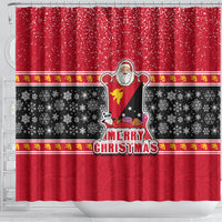 Papua New Guinea Christmas Shower Curtain Santa With Flag Of PNG Polynesian Tribal Xmas Vibe LT03 - Polynesian Pride