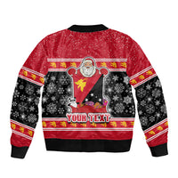Custom Papua New Guinea Christmas Bomber Jacket Santa With Flag Of PNG Polynesian Tribal Xmas Vibe LT03 - Polynesian Pride