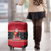 Custom Papua New Guinea Christmas Luggage Cover Santa With Flag Of PNG Polynesian Tribal Xmas Vibe LT03 - Polynesian Pride