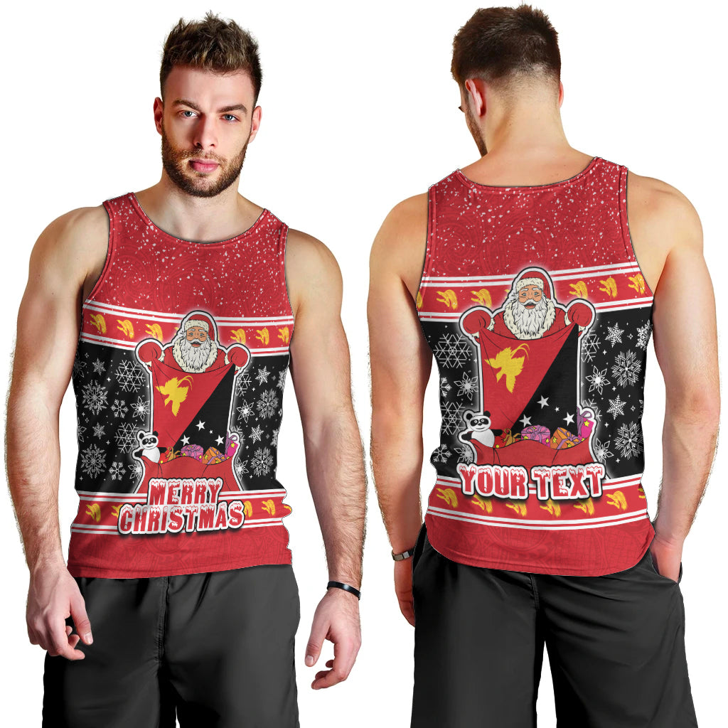 Custom Papua New Guinea Christmas Men Tank Top Santa With Flag Of PNG Polynesian Tribal Xmas Vibe LT03 - Polynesian Pride