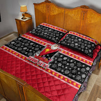 Custom Papua New Guinea Christmas Quilt Bed Set Santa With Flag Of PNG Polynesian Tribal Xmas Vibe LT03 - Polynesian Pride