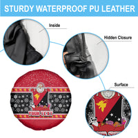 Custom Papua New Guinea Christmas Spare Tire Cover Santa With Flag Of PNG Polynesian Tribal Xmas Vibe LT03 - Polynesian Pride