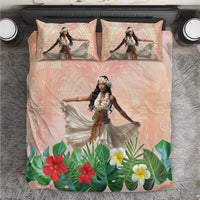 Woman Polynesian Tattoos Bedding Set Tropical Flower - Peach Fuzz Color LT03 Peach Fuzz - Polynesian Pride