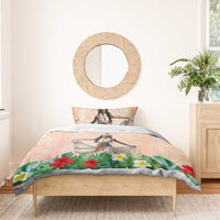 Woman Polynesian Tattoos Bedding Set Tropical Flower - Peach Fuzz Color LT03 - Polynesian Pride