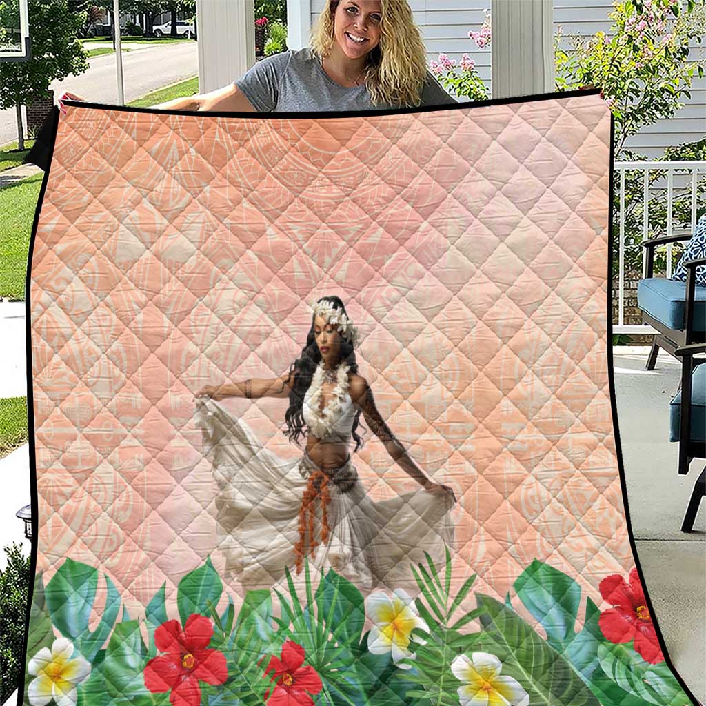 Woman Polynesian Tattoos Quilt Tropical Flower - Peach Fuzz Color LT03 Peach Fuzz - Polynesian Pride