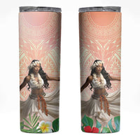 Woman Polynesian Tattoos Skinny Tumbler Tropical Flower - Peach Fuzz Color