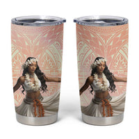 Woman Polynesian Tattoos Tumbler Cup Tropical Flower - Peach Fuzz Color