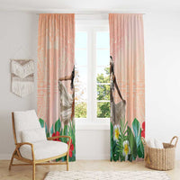 Woman Polynesian Tattoos Window Curtain Tropical Flower - Peach Fuzz Color