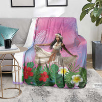 Woman Polynesian Tattoos Blanket Tropical Flower - Sweets Vibrant Color
