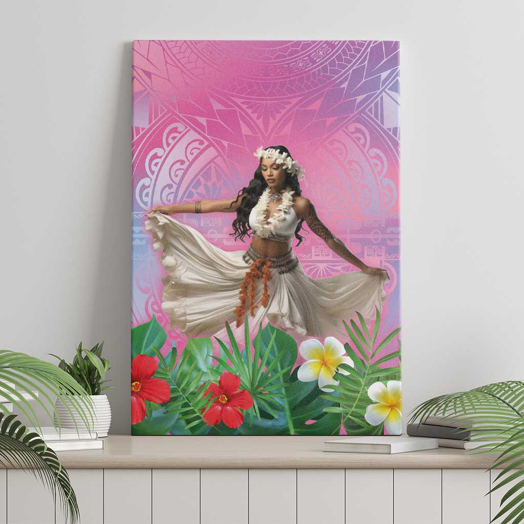 Woman Polynesian Tattoos Canvas Wall Art Tropical Flower - Sweets Vibrant Color