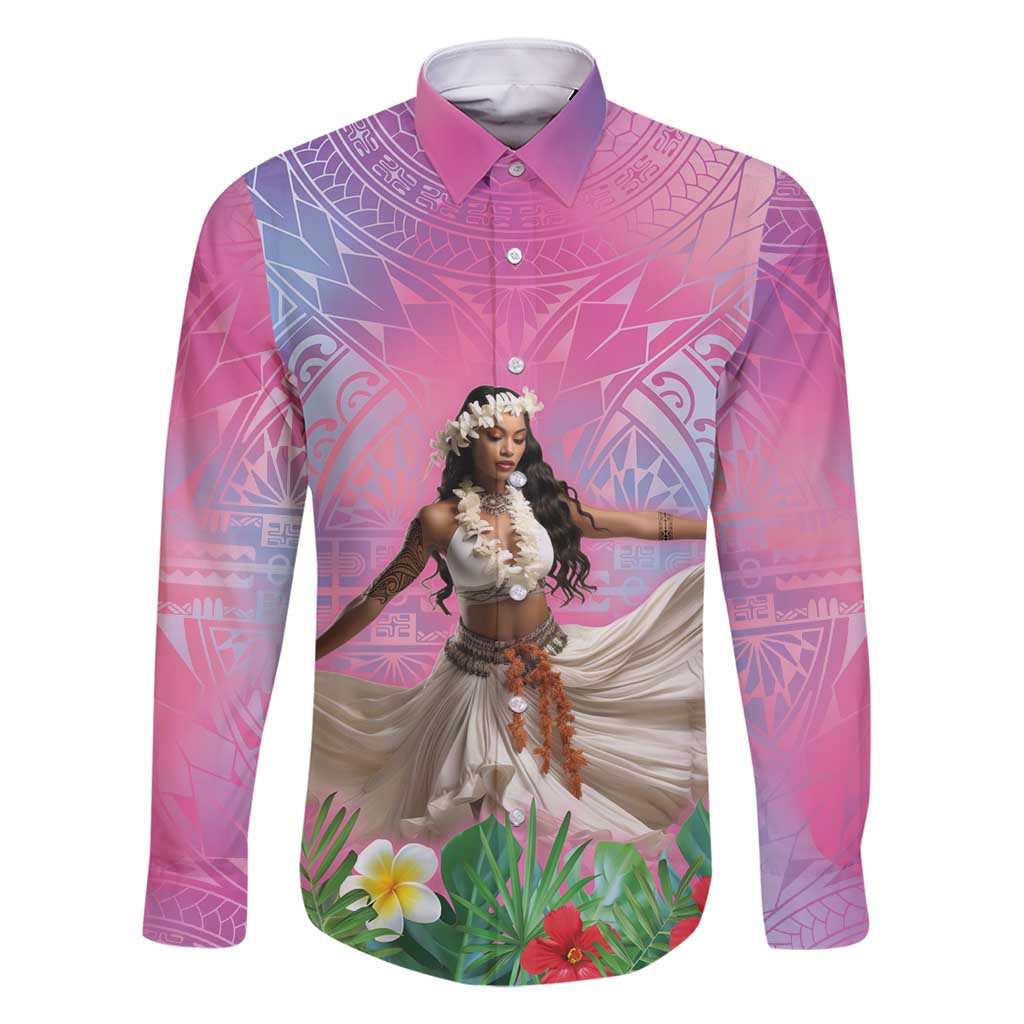 Woman Polynesian Tattoos Family Matching Tank Maxi Dress and Hawaiian Shirt Tropical Flower - Sweets Vibrant Color