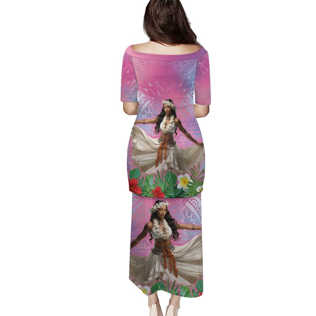 Woman Polynesian Tattoos Puletasi Tropical Flower - Sweets Vibrant Color