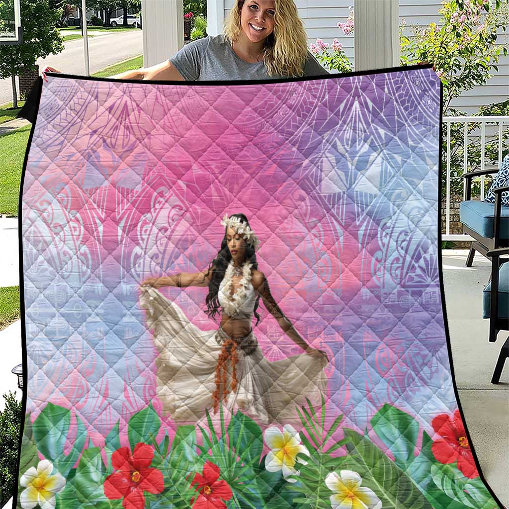 Woman Polynesian Tattoos Quilt Tropical Flower - Sweets Vibrant Color LT03 Vibrant Gradient - Polynesian Pride