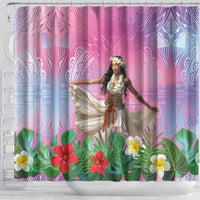 Woman Polynesian Tattoos Shower Curtain Tropical Flower - Sweets Vibrant Color