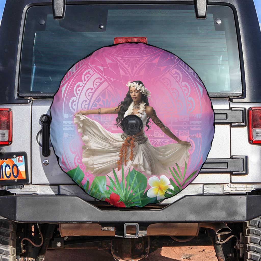 Woman Polynesian Tattoos Spare Tire Cover Tropical Flower - Sweets Vibrant Color LT03 Vibrant Gradient - Polynesian Pride