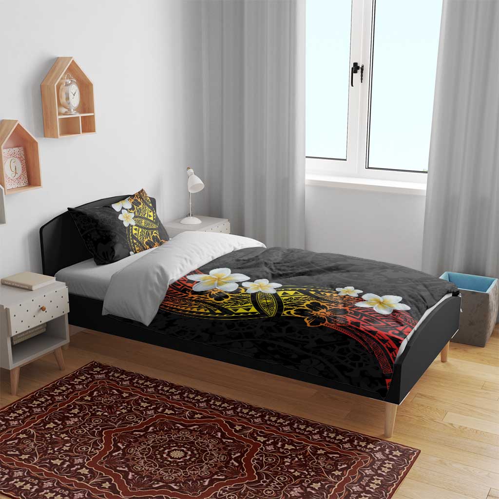 Plumeria Bedding Set Polynesian Tribal Frangipani Sunset