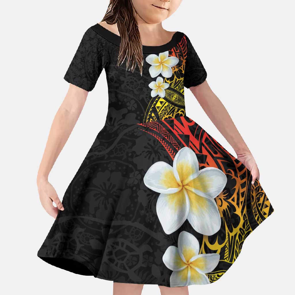 Plumeria Family Matching Long Sleeve Bodycon Dress and Hawaiian Shirt Polynesian Tribal Frangipani Sunset