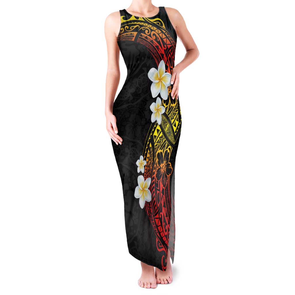 Plumeria Family Matching Tank Maxi Dress and Hawaiian Shirt Polynesian Tribal Frangipani Sunset