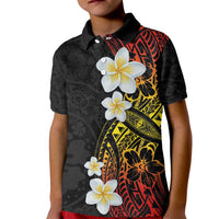 Plumeria Kid Polo Shirt Polynesian Tribal Frangipani Sunset LT03 Kid Black - Polynesian Pride