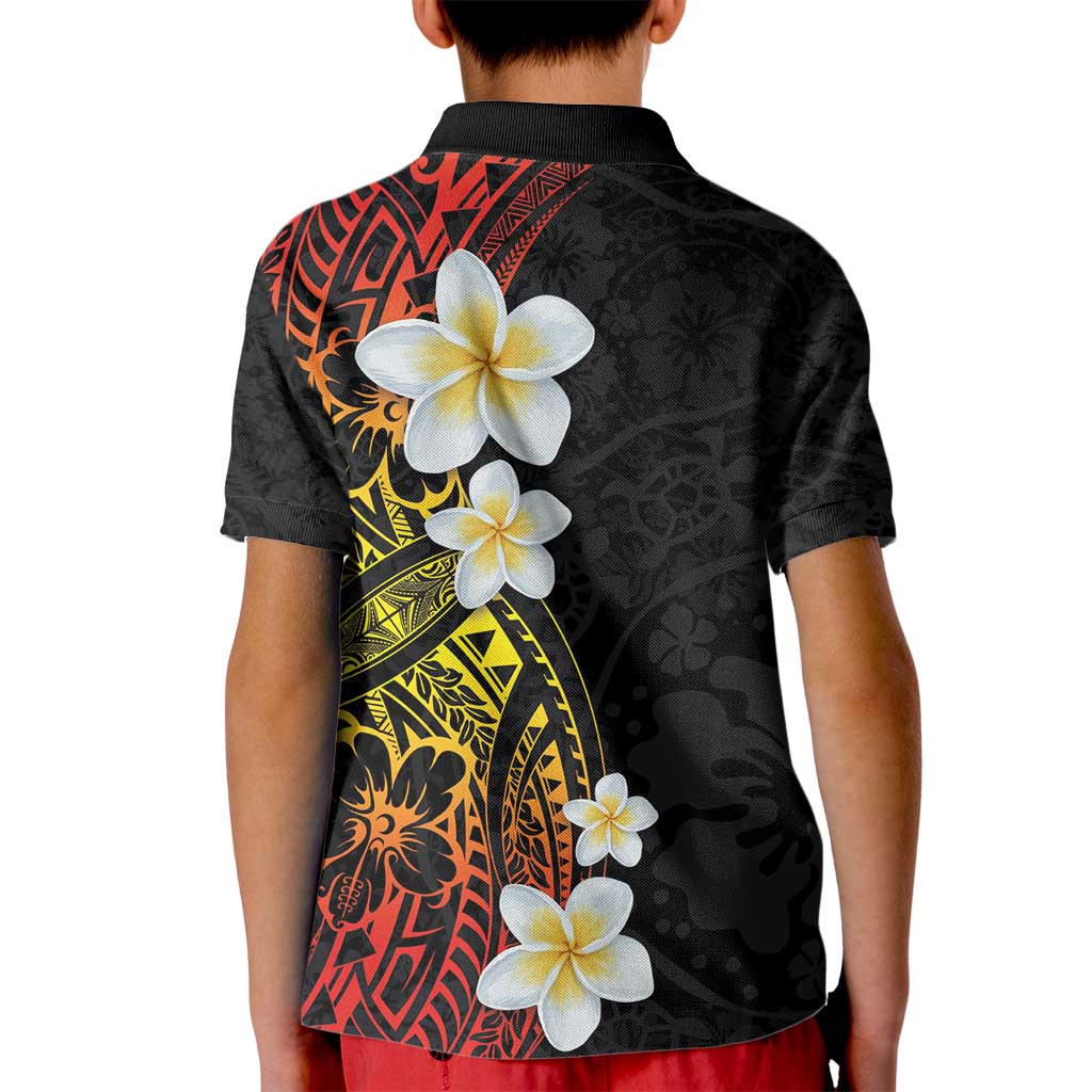 Plumeria Kid Polo Shirt Polynesian Tribal Frangipani Sunset LT03 - Polynesian Pride
