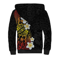 Plumeria Sherpa Hoodie Polynesian Tribal Frangipani Sunset
