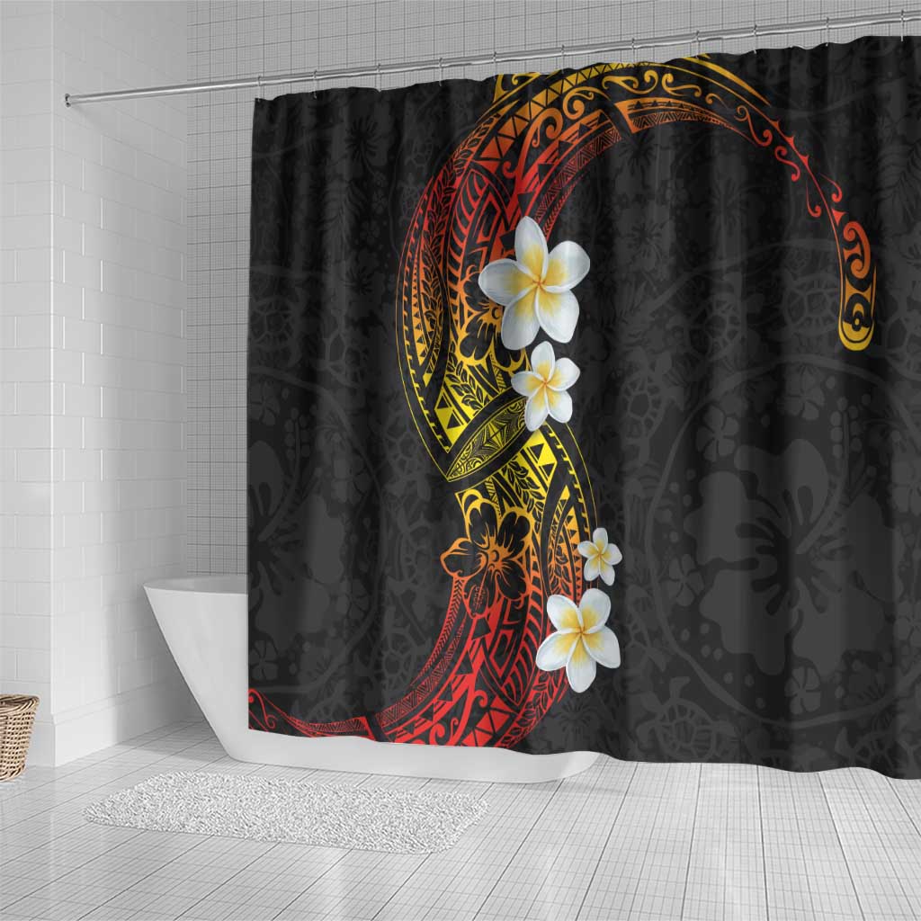 Plumeria Shower Curtain Polynesian Tribal Frangipani Sunset