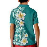 Plumeria Kid Polo Shirt Polynesian Tribal Frangipani Teal LT03 - Polynesian Pride