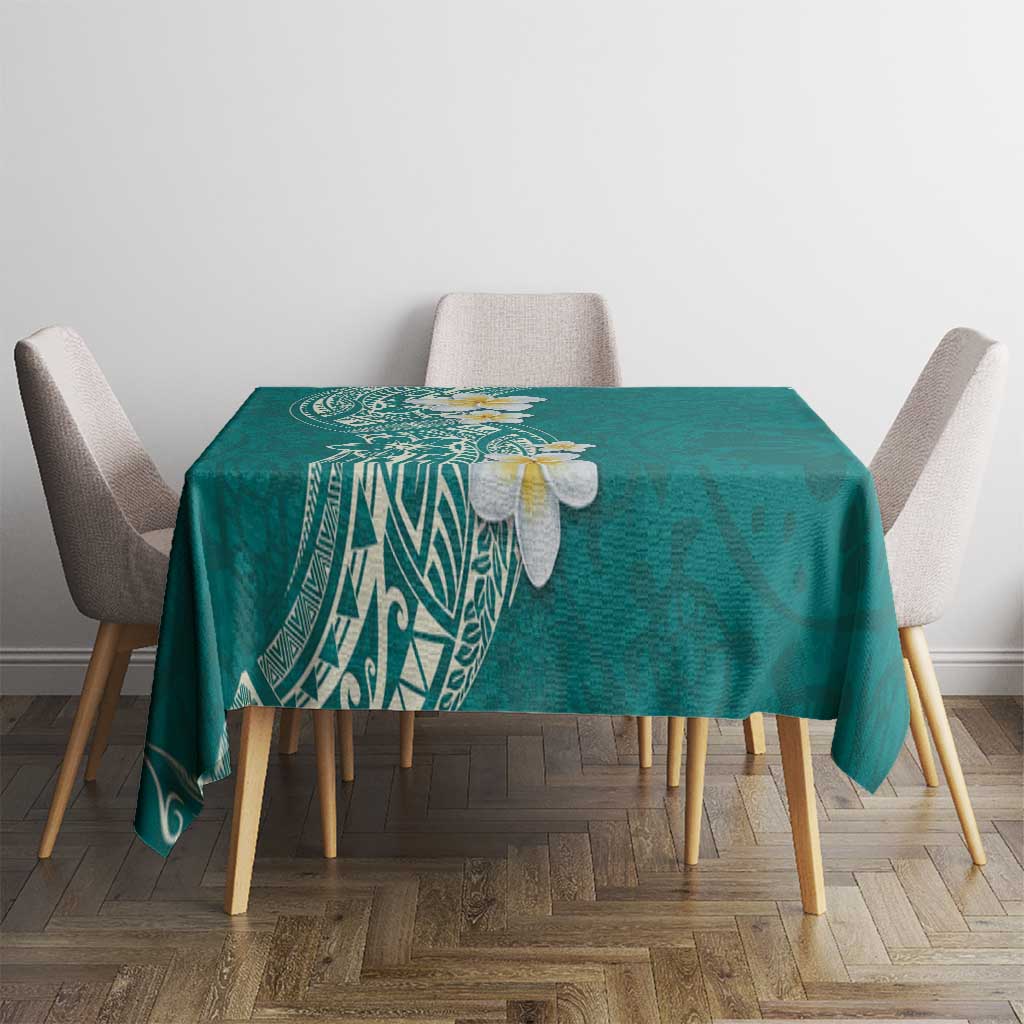Plumeria Tablecloth Polynesian Tribal Frangipani Teal